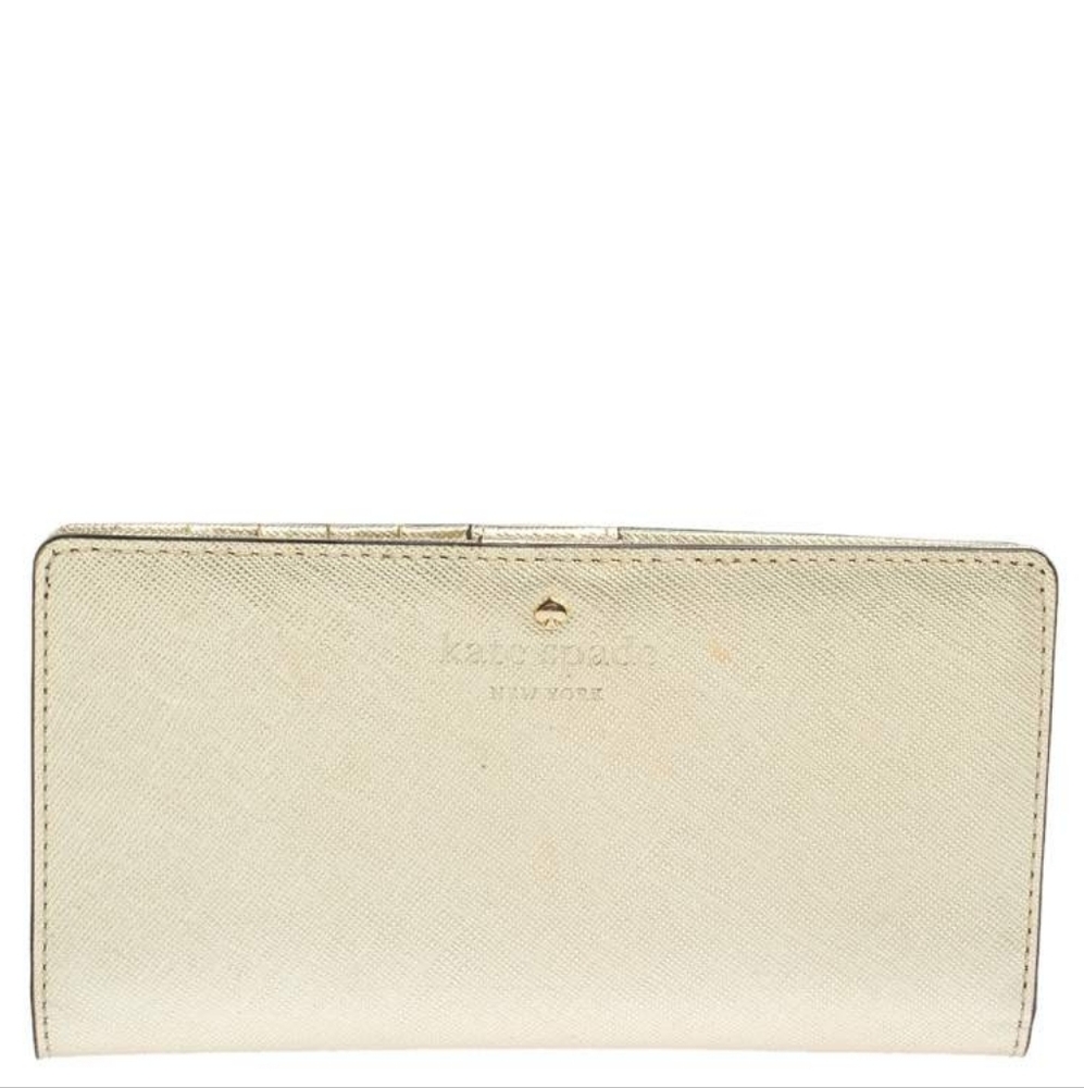 EUC Kate Spade Gold Metallic Leather Bifold Wallet!